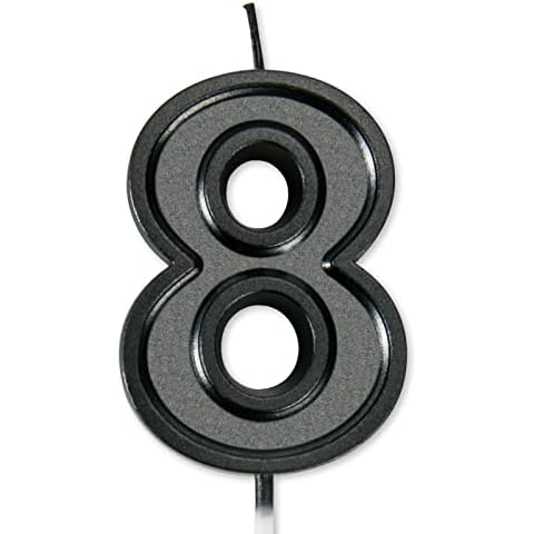 UVTQSSP 2.76 Inch Big Black Glitter Happy Birthday Candles for Cake Number 8 Cake Candles Topper Decoration for Party Wedding Anniversary Celebration Supplies Cover