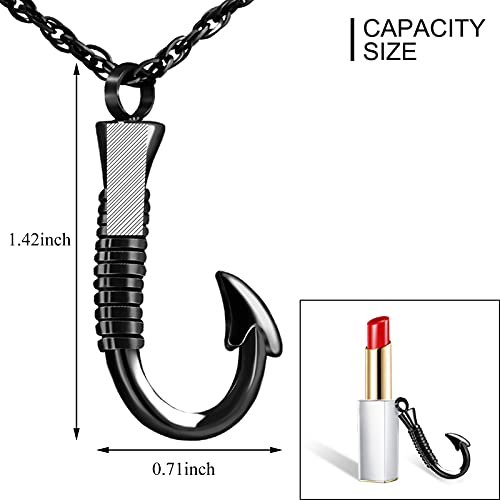abooxiu Fishing Hook Urn Necklace for Ashes Fish Hook Stainless Steel Cremation Jewelry Memorial Pendant Keepsake for Men2