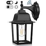 Dusk to Dawn Sensor Outdoor Wall Lanterns, Exterior Wall Sconce Fixture with E26 Base LED Bulb, Wall Mount Lights Anti-Rust Waterproof Matte Black Wall Lamp with Clear Glass Shade for Garage Doorway