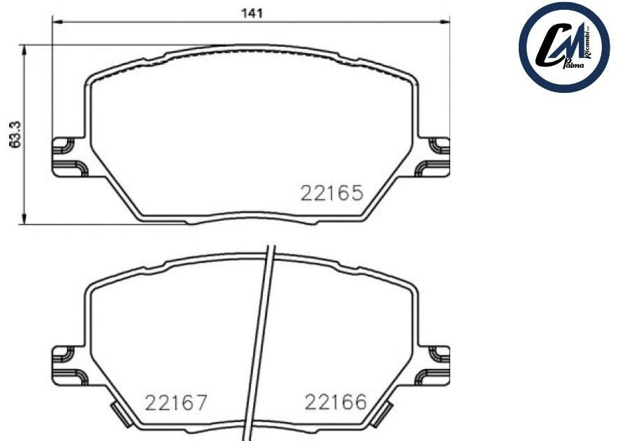 KIT PASTIGLIE ANTERIORI BREMBO P23164 PER JEEP RENEGADE COMPASS FIAT 500X 77368577