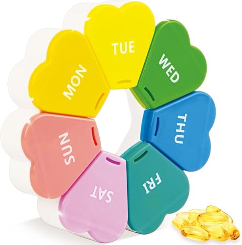 Coreint Pillendose, 7 Tage, tragbarer Pillen-Organizer, wöchentlicher Organizer für Vitamine, Pillendosen für 7 Tage für Lebertran, Nahrungsergänzungsmittel, Medikamente, Reisearbeit, Geschenk für