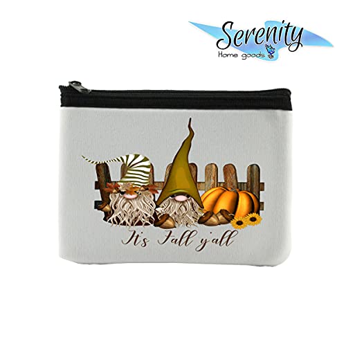 It's Fall Y'all Gnomes Coin Purse Wallet Pouch For Women | Small Card Change Bag With Zipper | Mini Travel Purse For ID Case | Makeup Card Novelty Bag3