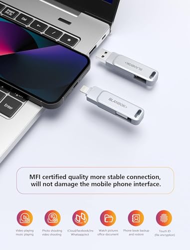Blanbok+ BLA-001 Mfi Certified Flash Drive 256Gb For Iphone Usb Memory Stick Thumb Drives High Speed Usb Stick,Photo Stick External Storage thumb #4