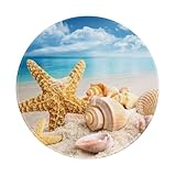 ヒトデの貝殻 オーシャンビーチ 円形 ゴムパッドマウスパッド ワイヤレスゲーミングマウスパッド