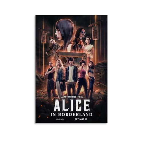 LIRAHRNNKA Poster decorativo su tela, motivo: Alice in Borderland 2020 (1), decorazione artistica da parete per soggiorno e camera da letto, 40 x 60 cm, senza cornice, stile