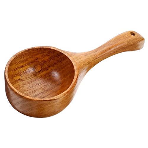 BRIGHTFUFU Large Wooden Spoon with Water Scoop and Holder Versatile Kitchen Utensils for Home Storage Cooking and Serving Ideal for Soup Flour and More