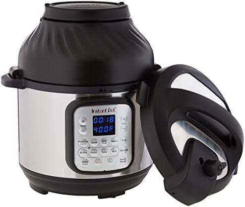 Instant Pot Duo Crisp 9-in-1 Electric Pressure Cooker and Air Fryer Combo with Stainless Steel Pot, Pressure Cook, Slow Cook, Air Fry, Roast, Steam, Sauté, Bake, Broil and Keep Warm
