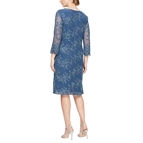 Image of Alex Evenings Womens Midi Scoop Neck Shift Dress with Jacket (Petite and Regular)