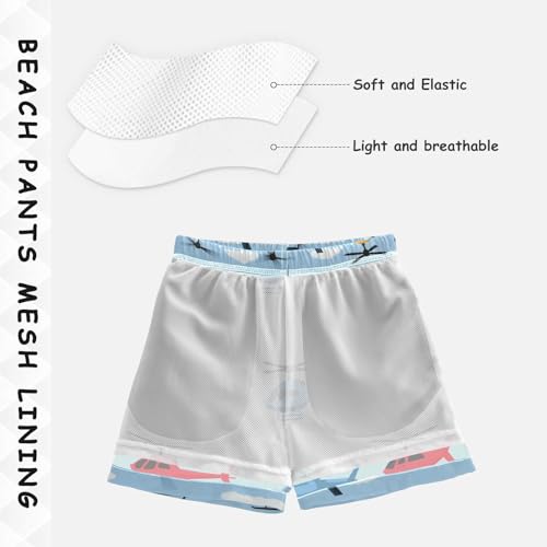 Boys Beach Board Shorts Helicopter Plane Cartoon Swim Trunk Teen Swimwear 8-16Y Multicolor4