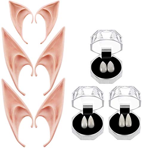 JioJioLin Vampire Teeth Fangs Elf Ears Boxes for Halloween Costume Accessory Party Favors