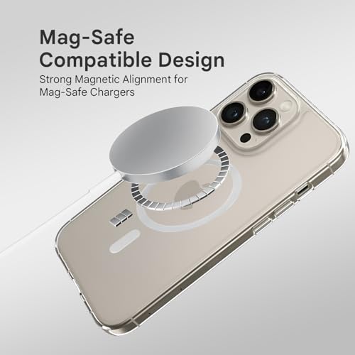 Image of Prolet Anti- Yellow Crystal Clear Hard Case Cover Compatible with iPhone 16 Pro-max with Magnetic Mag-Safe Wireless Charging Support, Shockproof Hard Back Cover (Transparent)