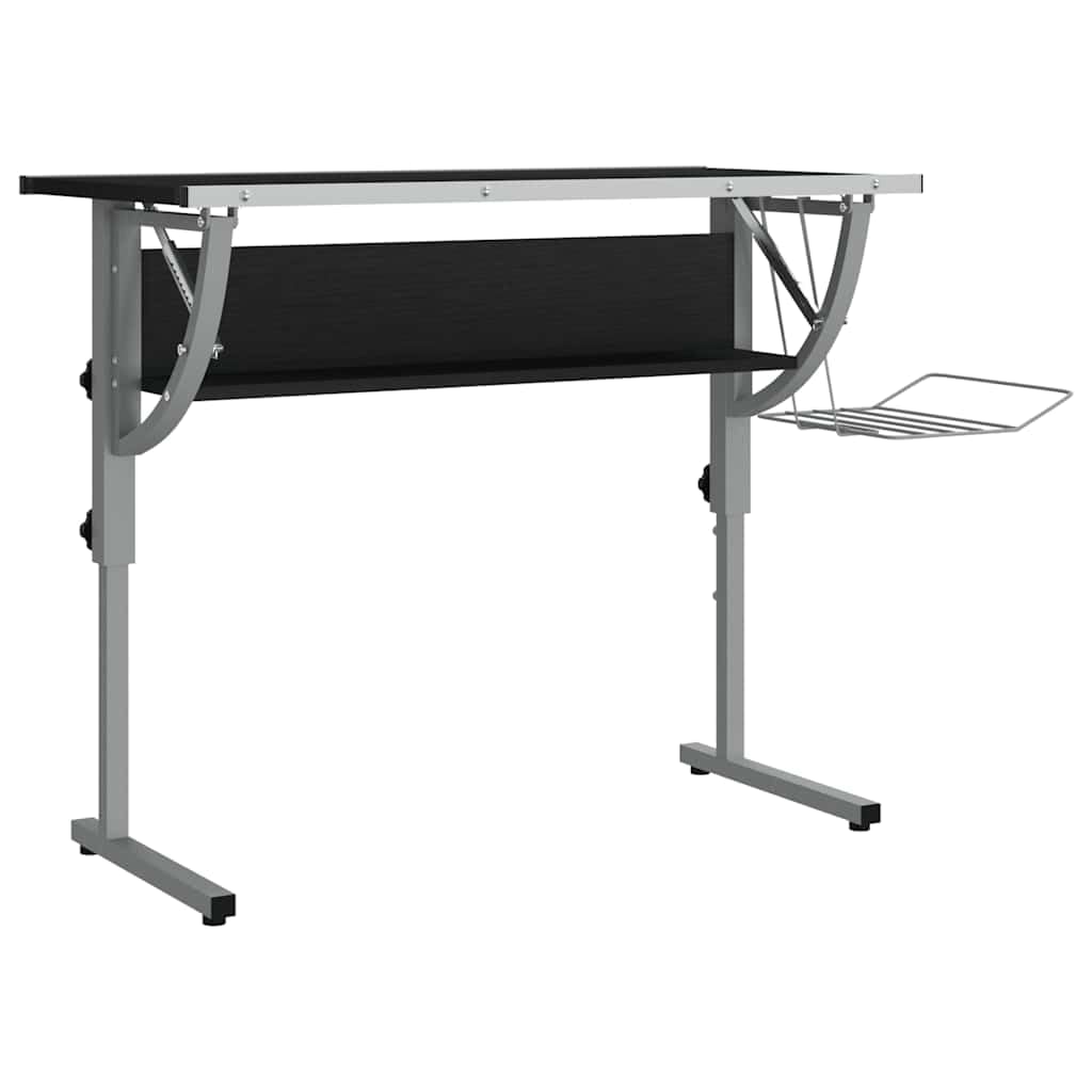vidaXL Mesa de Dibujo Madera y Acero Negro y Gris 110x53x(58-87) cm, Escritorio de Dibujo, Mesa Escritorio, Escritorio Moderno, Escritorio