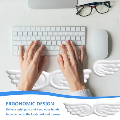 Angel-Flügel Handgelenkstütze: 430×105 Handballenauflage Tastatur, Handauflage Tastatur Mit PU Leder, Ergonomische Maus Handgelenkauflage, für Büro und Zuhause