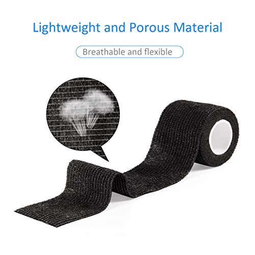 12 Pack Self Adhesive Bandage Wrap 2 Inches X 5 Yards Elastic Bandage Wrap Self Adherent Cohesive Tape Bandages For Wrist Ankle Vet Wrap For Dogs Swelling Sprains Athletic Tape Grip Cover (Black) #TOP4