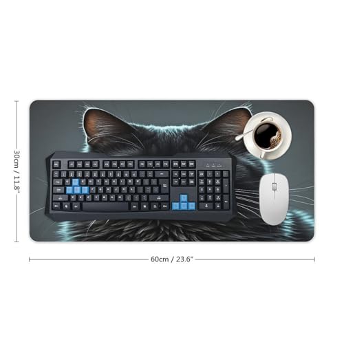 Black Cat Green Eyes Pad Mouse Grande de Goma Antideslizante miniatura 2