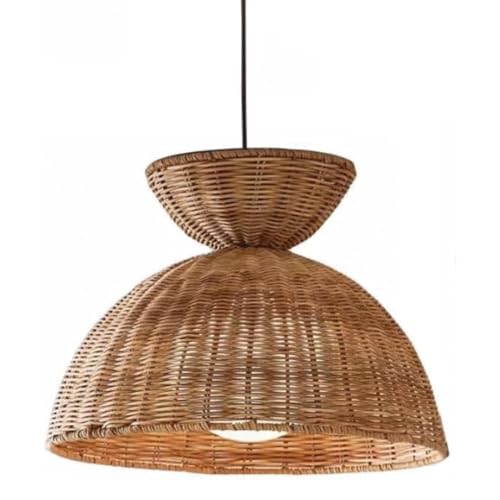 Lustre en rotin MOCHAMIK 40cm suspension bohème chic avec douille E27 pour chambre