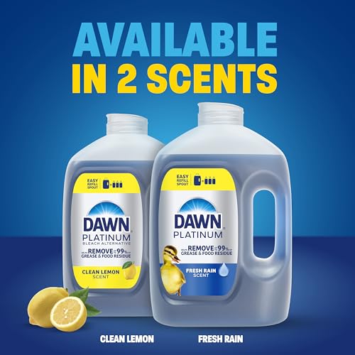 Image of Dawn Platinum Refill Jug Dish Soap, Fresh Rain Scent Liquid Dishwashing Detergent Powerful Dawn Dish Soap for Tough Grease Removal Dishwashing Liquid Value Pack, 51.5 oz (Pack of 2)