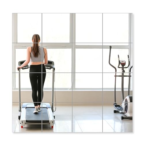 Image of 16 Pieces 14 x 12 Inch Shatterproof Acrylic Mirror Tiles for Wall - Self Adhesive Unbreakable Mirror for Kids Toddlers Bedroom Bathroom and Home Gym