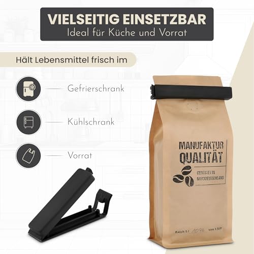 Vaily Tütenclips Verschlussclips Schwarz - 20 Klammern für Tüten, Beutel und Gefrierbeutel - 11 cm