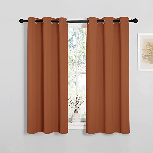 NICETOWN Kitchen Curtains Small Window Curtains & Drapes, Thermal Insulated Solid Grommet Panels for Cupboard, Loft, Cafe, Dining Room (Burnt Orange,
