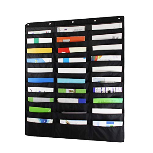 Bolsa de archivos de pared de 30 bolsillos con pestañas de colores para clasificar sin taladrar 5
