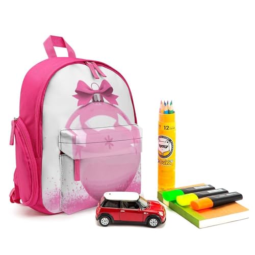 Pink Christmas Ball Backpack Small Book Bag with Side Pocket, Lightweight Durable Backpack, Travel Rucksack, Pink-style3