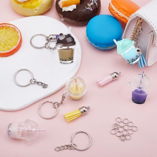 SUNNYCLUE 38Pcs DIY 6 Sets Milk Tea Charms Keychain Making Kit Sweet Cute Bubble Tea Keychain Kit Split Rings Boba Tea Bottle Cup Charms for Jewellery Making Kits DIY Keychains Crafts Gift Supplies - Image 4