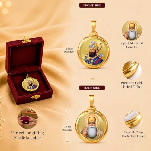 Image of DIVINITI 24K Gold Plated Double-Sided Religious Pendant with Premium Gift Box, Spiritual Locket for Men & Women, Devotional Jewellery for Gifting & Everyday Wear