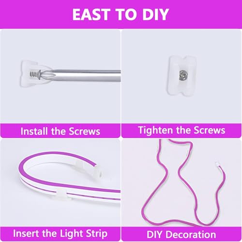 Image of Lamomo LED Neon Lights Purple, 12V 0.39In /Cut Silicone Waterproof DIY Led Strip Lights for Bedroom Indoor Outdoor Decoration(Power Adapter not Included)