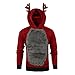 Lomelomme Herren Lustig Weihnachtspullover Ugly Teddy-Fleece Kapuzenpullover mit Kapuze Oversize Weihnachten Rentier Cosplay Kostüm Christmas 3D Funny Hooded Sweatshirts Pulli fur Männer