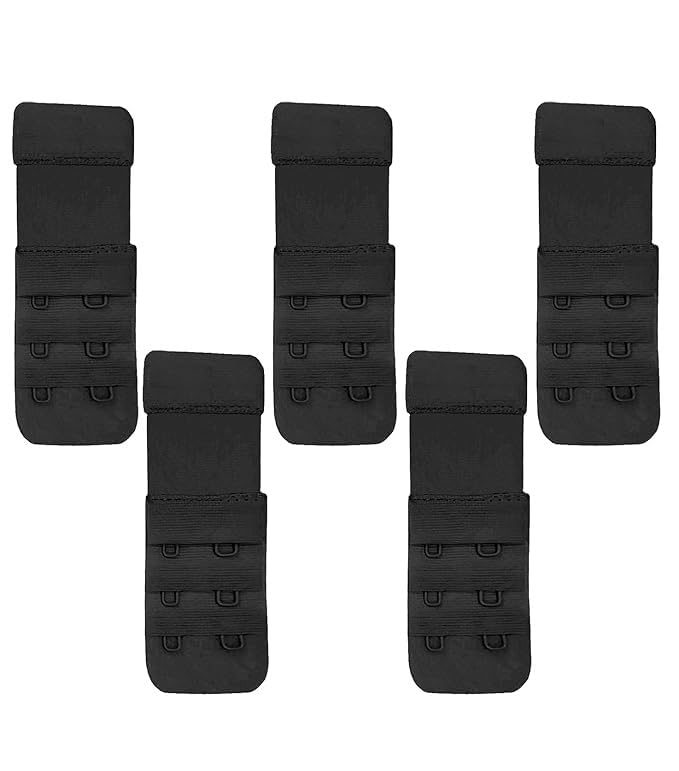 Women's Bra Extenders 2 Hooks Elastic Stretchy Bra Extension Black Color Pack of 5 Adjustable Comfortable Back Band Extender for Tight Bras For Girls-image-27