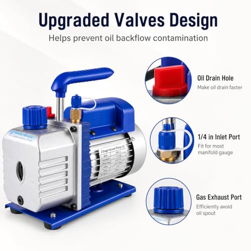HVAC Vakuumpumpe 6-10 CFM, 1/2 PS Doppelstufiges Kältemittelwerkzeug, 5Pa Vakuum für Klimaanlage und Automobil-Wechselstromsysteme-5