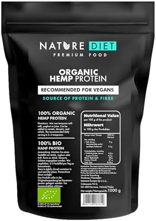 Nature Diet - Protéine de Chanvre Bio 1000g | Végétalien | Poudre...