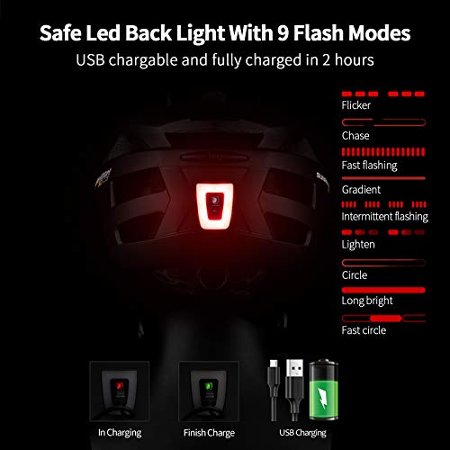 SUNRIMOON Adult Bike Helmet Cycling Helmets Mountain & Road Bicycle Helmets with USB Rechargeable Rear Light Detachable… - Image 4