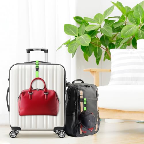 Image of M METERXITY 2-Pack Add A Bag Luggage Strap, Adjustable Suitcase Belt for Connecting Handbag /Backpack /Jacket, Luggage Connector [Bright Green]