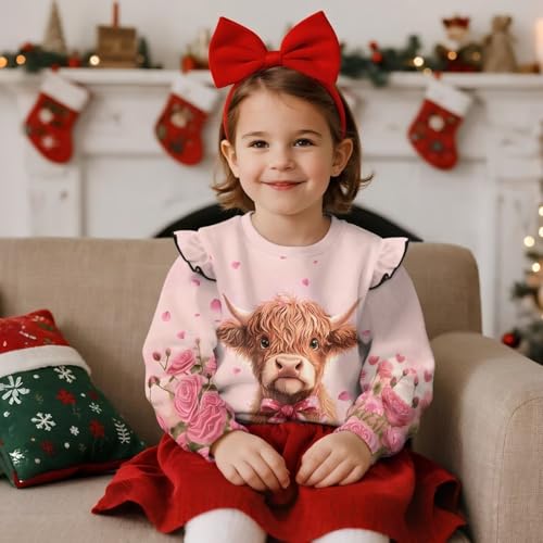 Xhuibop Fall Sweatshirts for Toddler Ruffle Long Sleeve Pullover Shirts Graphic Tees Tops for Girls 1-8Y3