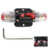 1 Pièces Disjoncteur Interrupteur 50A, 12V à 24V avec Bouton Réinitialisation Manuelle, Sécurité Audio Disjoncteur Interrupteur, Vidéo Voiture, Marine, Boat, RV, Système Protection Fusible (50a)