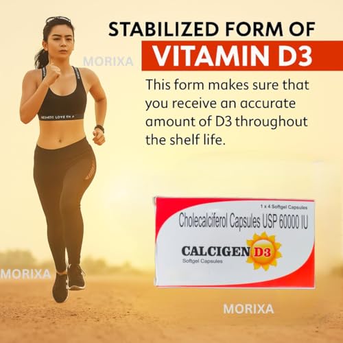 Image of Calcigenn D3 Capsule | Cholecalciferol 60000 IU Vitamin D3 Supplement | Softgel Capsules | 5 Strips (20 Capsules)