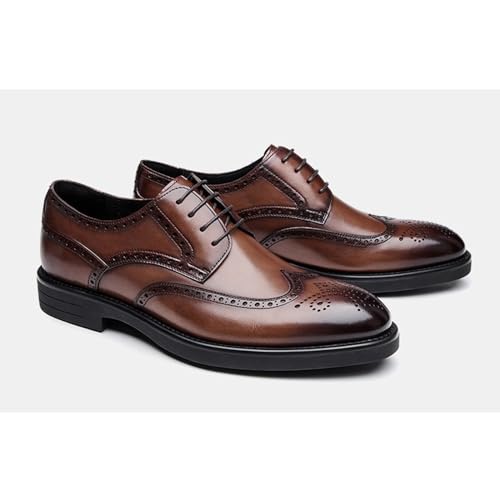 BWSEOBG Men's Brogue Wingtip Retro Business Oxford Shoes Classic Leather Round Toe Lace Up Wedding Formal Dress Shoes Derby Shoes3