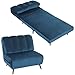 HOMCOM Poltrona Letto Singolo 3 in 1 Pieghevole, Schienale Regolabile 3 Posizioni, Cuscino Spesso, Divano Letto Trasformabile in Velluto, Soggiorno, Camera da Letto, Facile Montaggio, 88x92x88cm, Blu