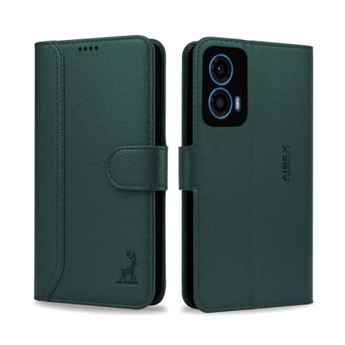 Image of AIBEX Compatible for Motorola G34 5G / Motorola G45 5G | Premium PU Leather Wallet Case with Stand & Card Slots Green