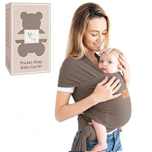 Image of Baby Wrap Carrier - Premium Cotton Baby Carrier Wrap for Newborn to Toddler- Infant Carrier for Babies 8-35 lb - Baby Holder One Size Fits All with Front Pocket by Max&so