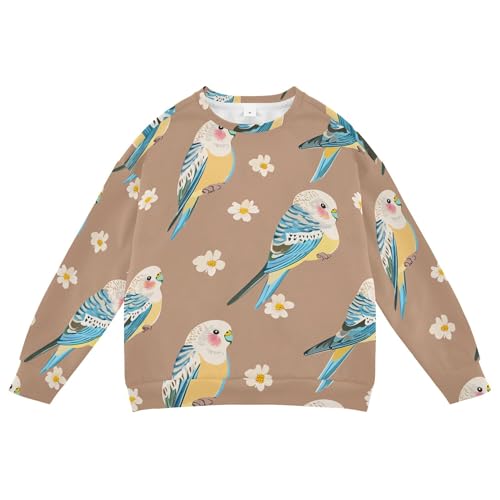 Wudan Cute Budgerigar Brown Big Boys Hooded Sweatshirt Long Sleeve Kids Hoodies Boys