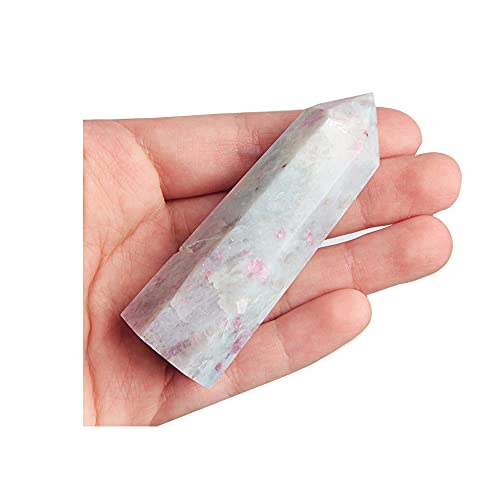 Acxico 1Pcs 7-8cm Natural Pink Tourmaline Tower Quartz Crystal Point Obelisk Wand Healing Gift