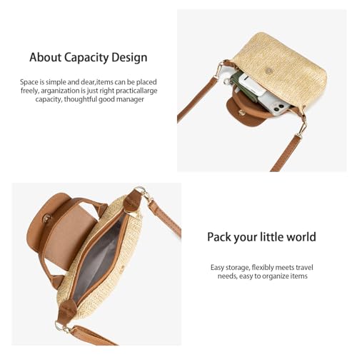 Bolsos bandolera tejidos de paja para mujer – pequeños bolsos estilo bohemio y chic, con correa ajustable miniatura 6