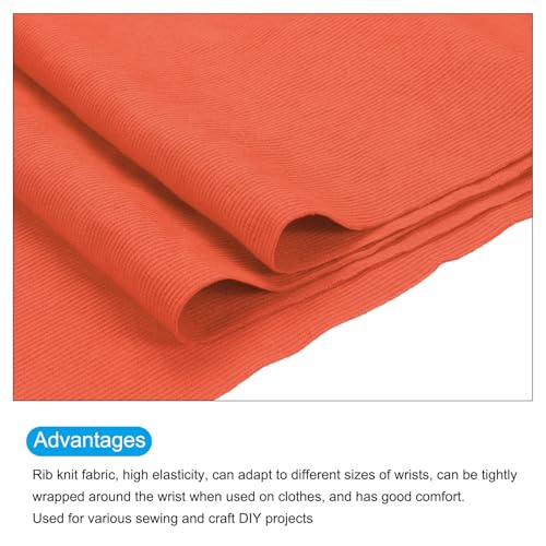 Image of MECCANIXITY 39 inch Elastic Cuffs Ribbed Trims Cotton Fabric Knit Rib Stretch Tape Cuff Sleeve Waistband for Sewing, 12 inch Wide Orange