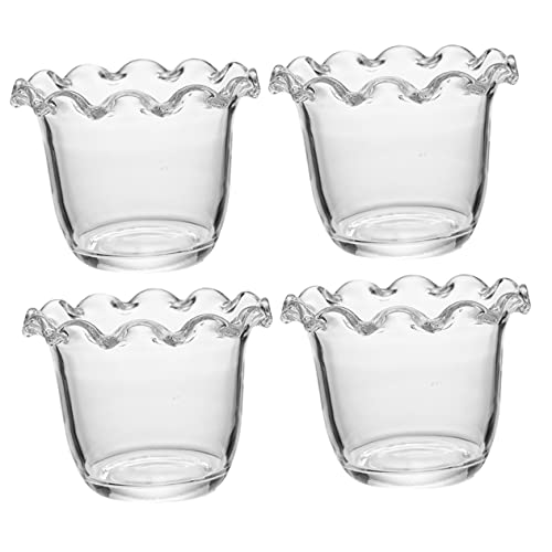 4 ensaladeras de vidrio grandes PRETYZOOM con forma de flor para servir postres y fruta en casa 2