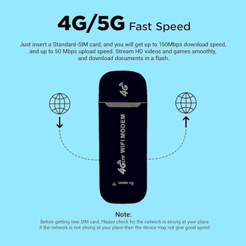 Image of 4G /5G LTE Wireless USB Dongle with All Sim Card Network Support High Speed Portable | Single Band Plug & Play Data Card Stick with Up-to 150Mbps WiFi Hotspot