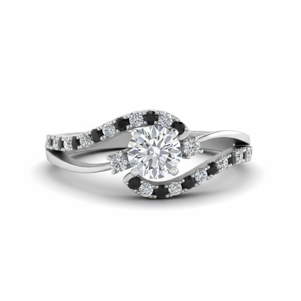 Choose Your Gemstone Swirl 3 Stone Diamond CZ Engagement Ring 925 Sterling Silver Round Shape Side Stone Engagement Rings for Women, Girls and Ladies US Size 4 to 12