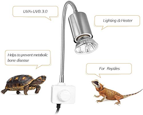 Decdeal Schildpad, warmtelamp voor aquarium, reptiel, met clip, 25 W, 360 graden draaibaar - Afbeelding 6
